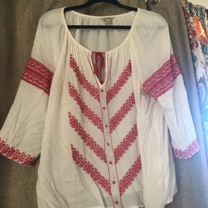 Lucky brand gauze flowy blouse Size Large